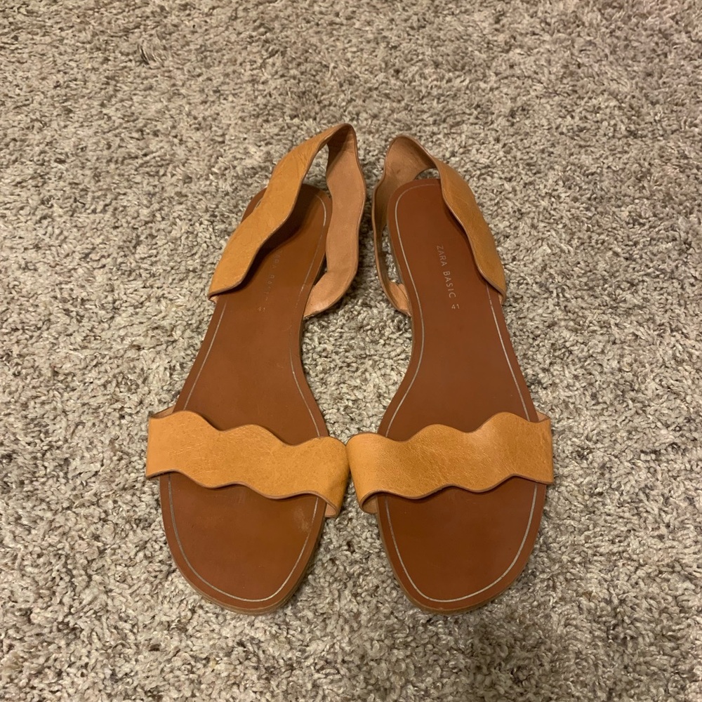 Zara Basic Collection Leather Wavy Strap Sandals - image 5